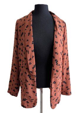 Leith Rust Floral Open-Front Blazer | Size Small